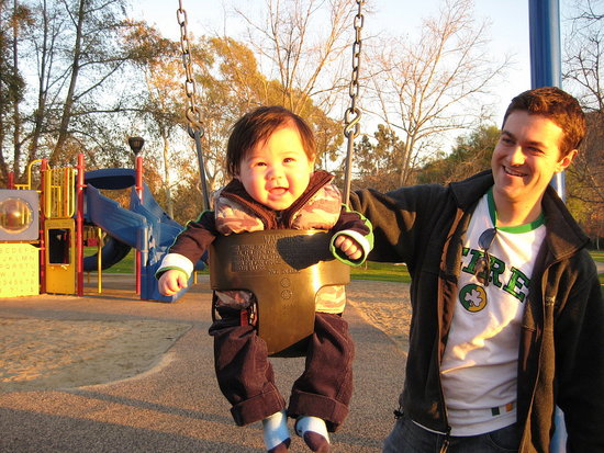 Daddy pushing Jack. Daddy pushing Jack.